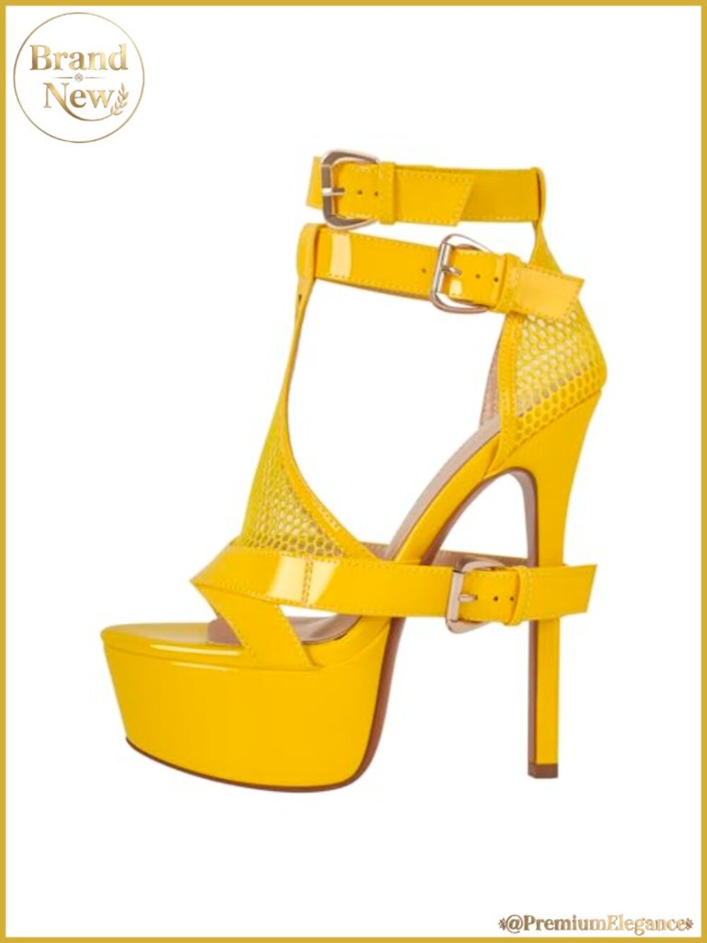 Women's High Stiletto Heels Platform Mesh Buckle Open Toe Ankle Strap Dress